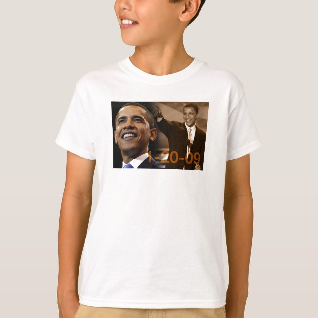 T-shirt Pièce en t Barack Obama 1-20-09 d'enfants (Devant)