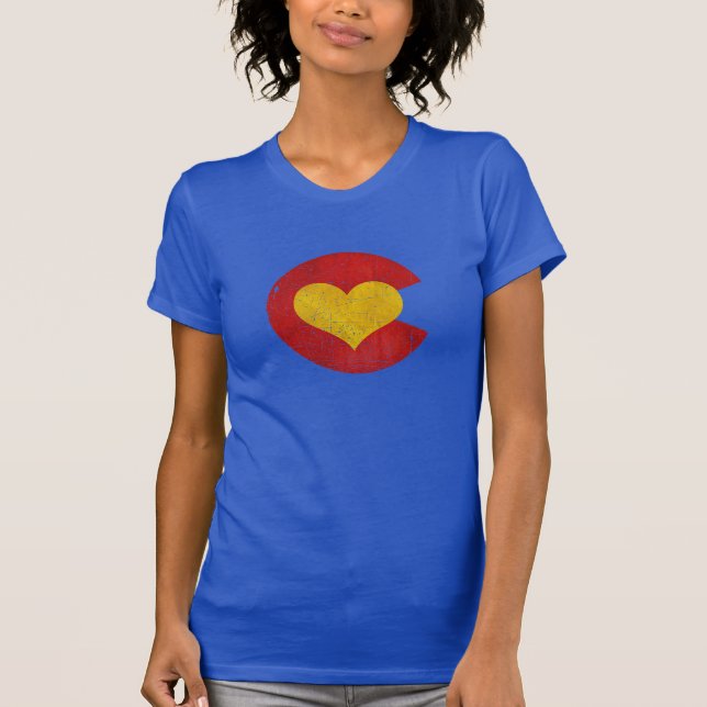 T-shirt Pièce en t bleue d'amour du Colorado (Devant)