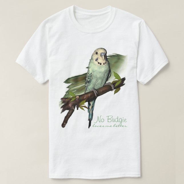 T-shirt Pièce en t bleue d'art de perruche (Design devant)