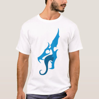 T-shirt Pièce en t bleue de logo de dragon