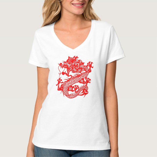 T-shirt Pièce en t chinoise de dragon (Devant)