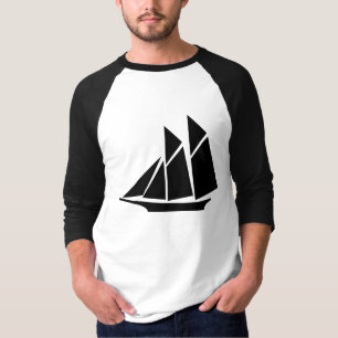 T-shirt Pièce en t chinoise noire de base-ball de bateau