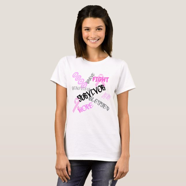 T-shirt Pièce en t de blanc de survivant (Devant entier)