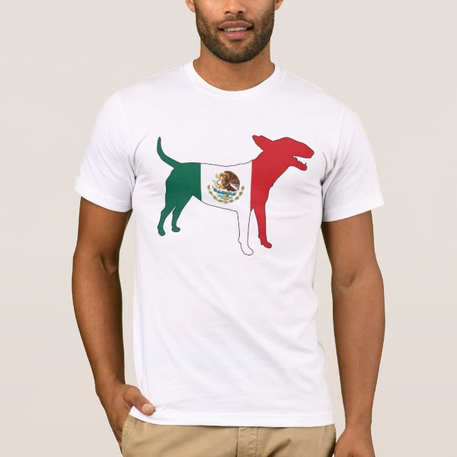 T-shirt Pièce en t de bull-terrier anglais/drapeau (Devant)