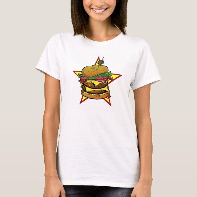 T-shirt Pièce en t de cheeseburger de dames (Devant)