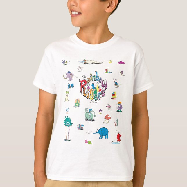 T-shirt Pièce en t de créatures de cavaliers d'arc-en-ciel (Devant)