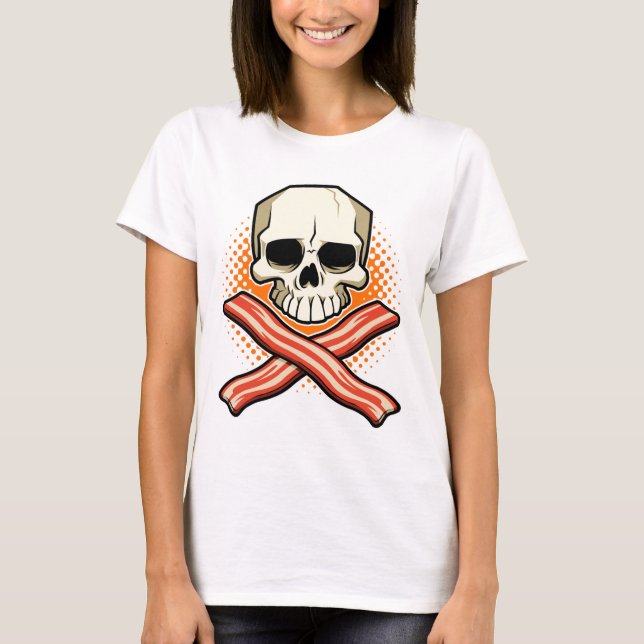 T-shirt Pièce en t de dames de logo de Skulls&Bacon (Devant)
