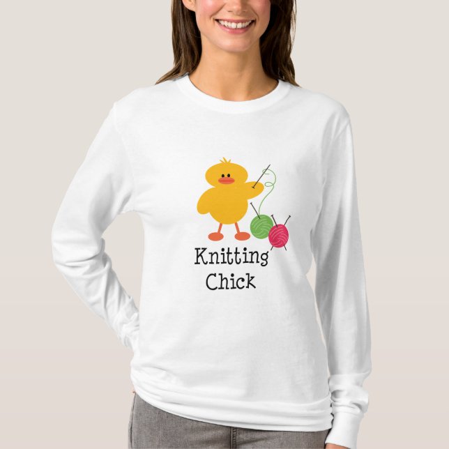 T-shirt Pièce en t de douille de poussin de tricot longue (Devant)