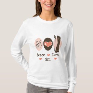 T-shirt Pièce en t de douille de ski d'amour de paix