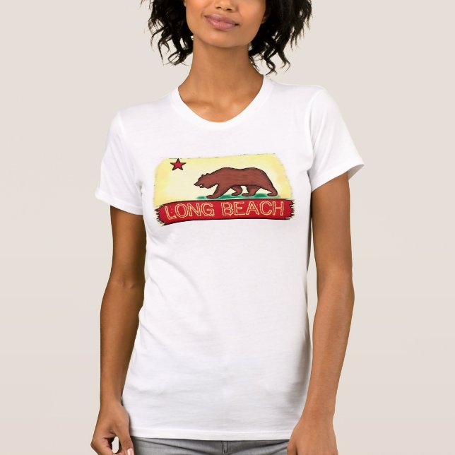 T-shirt Pièce en t de drapeau d'état de dames de Long (Devant)