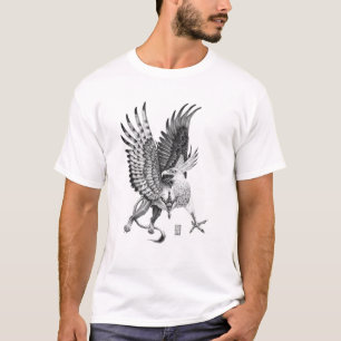 T-shirt Pièce en t de griffon de bouton blanc