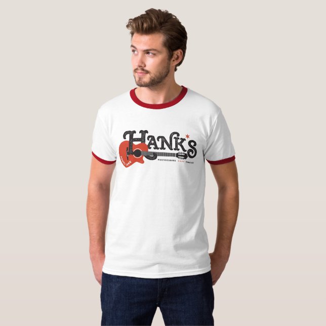 T-shirt Pièce en t de la guitare de Hank en rouge (Devant entier)