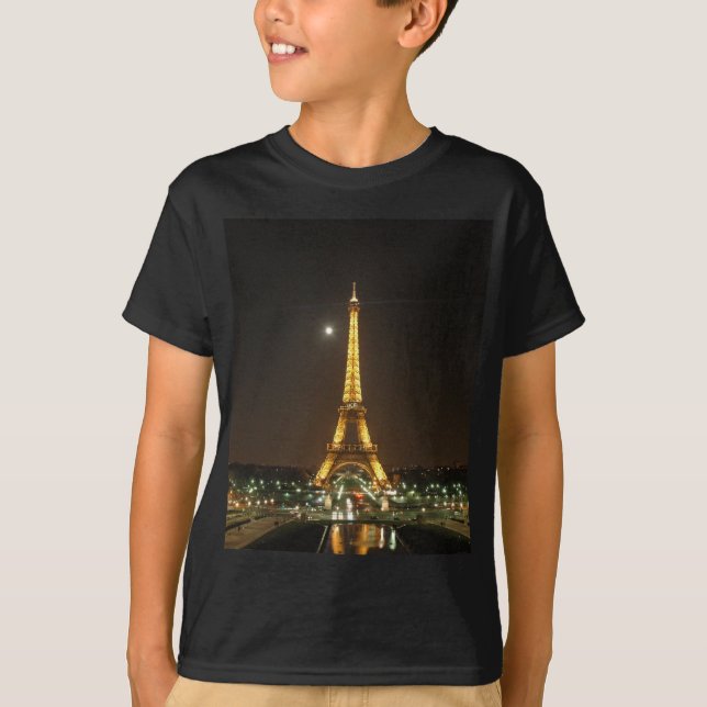 T-shirt Pièce en t de la jeunesse de nuit de Tour Eiffel @ (Devant)