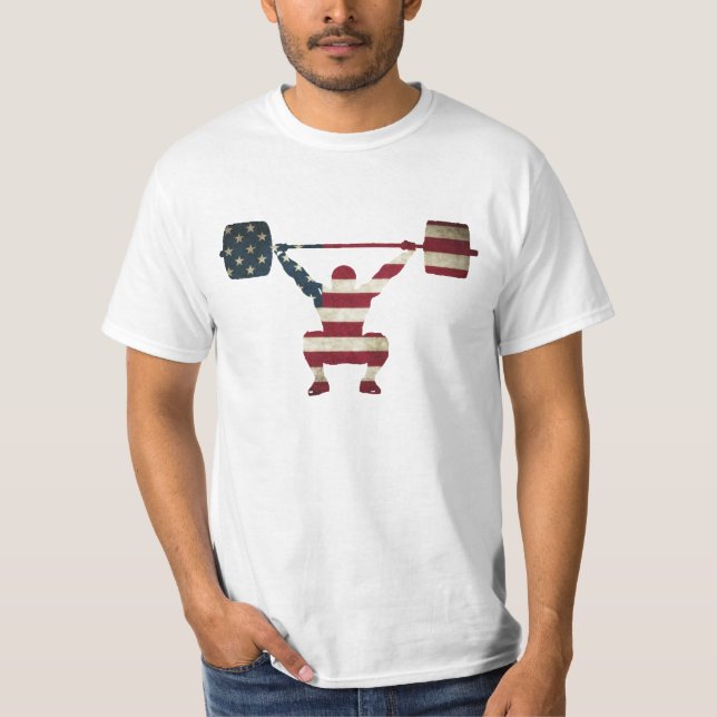 T-shirt Pièce en t de levage olympique des Etats-Unis (Devant)
