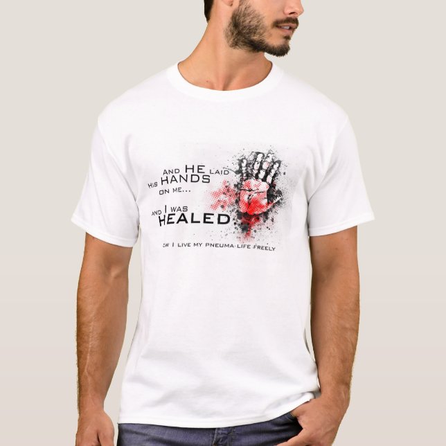 T-shirt Pièce en t de mains de la guérison des hommes (Devant)