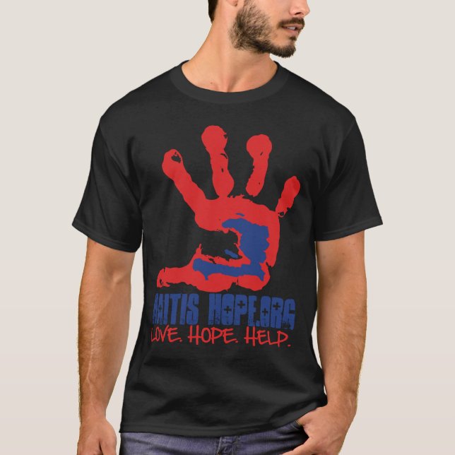 T-shirt Pièce en t de noir de l'espoir du Haïti (Devant)