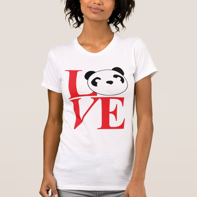T-shirt Pièce en t de pandas d'amour en rouge (Devant)