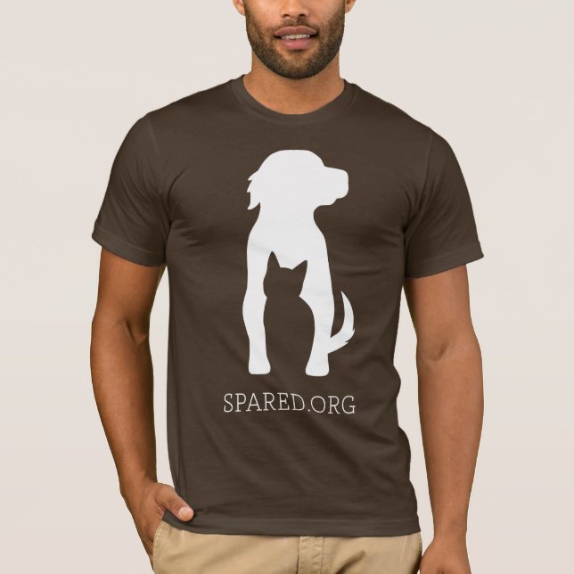 T-shirt Pièce en t DE RECHANGE de logo - blanc sur le brun (Devant)