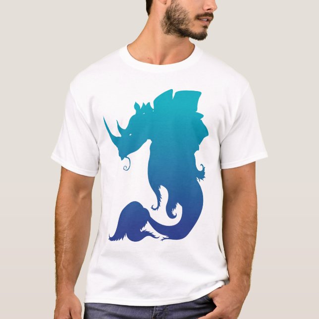 T-shirt Pièce en t de Rhinocéros-Stego-Poisson (l'eau) (Devant)
