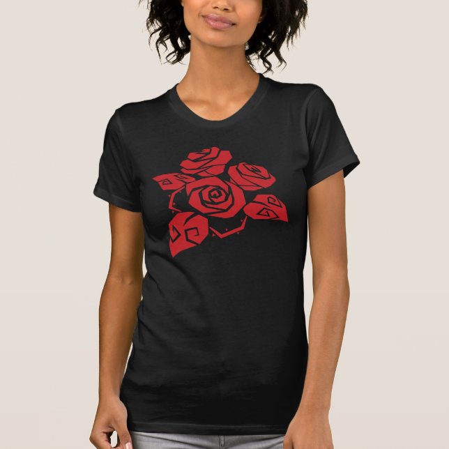 T-shirt Pièce en t de roses rouges (Devant)