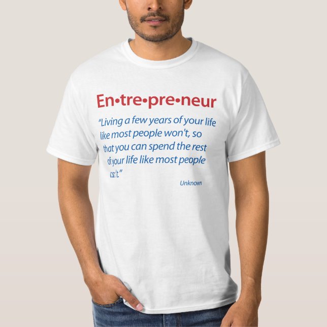 T-shirt Pièce en t de slogan de définition d'entrepreneur (Devant)