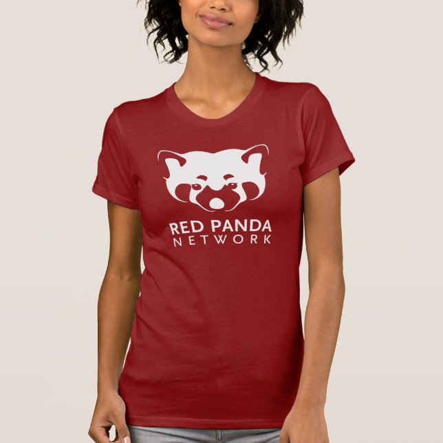 T-shirt Pièce en t de solide de logo de panda rouge (Devant)