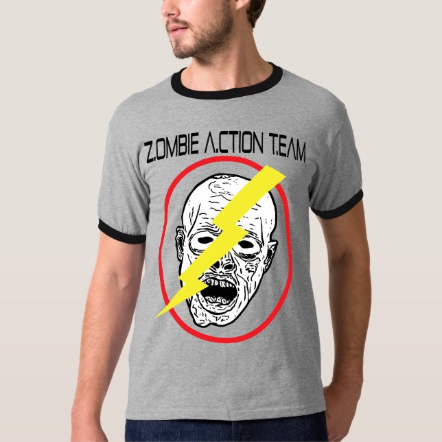 T-shirt Pièce en t d'équipe d'action de zombi (Devant)
