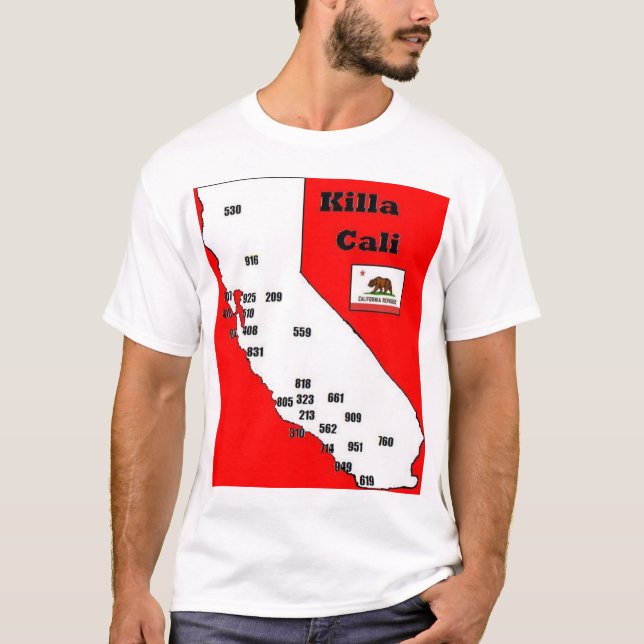 T-shirt Pièce en t d'indicatifs régionaux de la Californie (Devant)