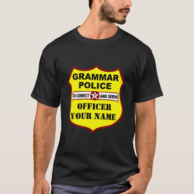 T-shirt Pièce en t d'obscurité de police de grammaire (Devant)