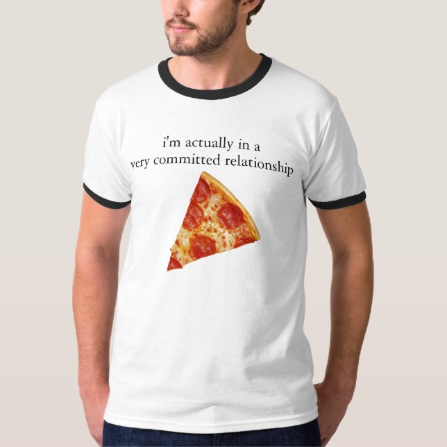 T-shirt Pièce en t drôle de sonnerie de rapport de pizza (Devant)
