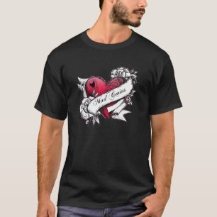 T-shirt Pièce en t folle de coeur de tatouage de génie