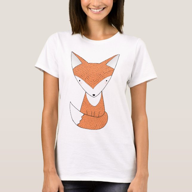 T-shirt Pièce en t graphique animale rouge mignonne de Fox (Devant)