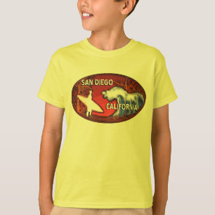 T-shirt Pièce en t jaune d'art de surfer de garçons de S