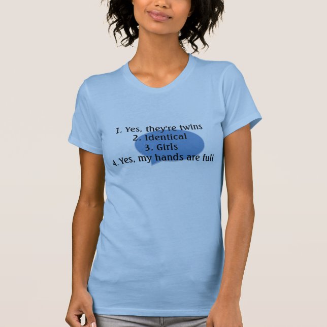 T-shirt pièce en t jumelle de réponse de questions (Devant)