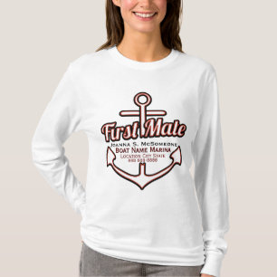 T-shirt Pièce en t nautique personnalisée d'Ancre de