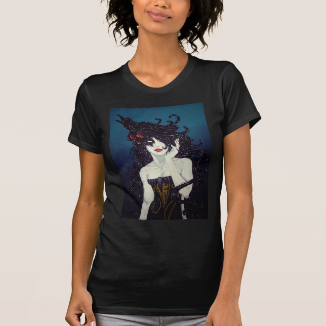 T-shirt Pièce en t noire de base de dames (Devant)