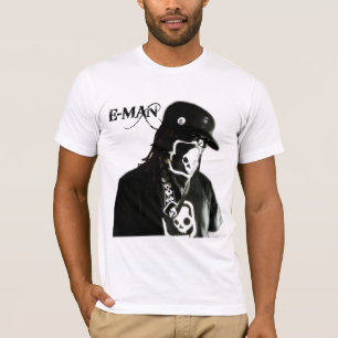 T-shirt Pièce en t noire de blanc de Bandana d'E-Man