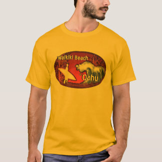 T-shirt Pièce en t orange de type d'art de sufer d'Oahu