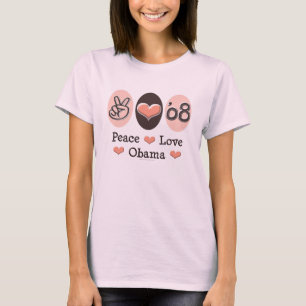 T-shirt Pièce en t organique d'Obama 08 d'amour de paix