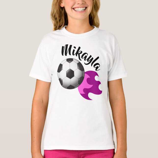 T-shirt Pièce en t personnalisée du football de filles (Devant)