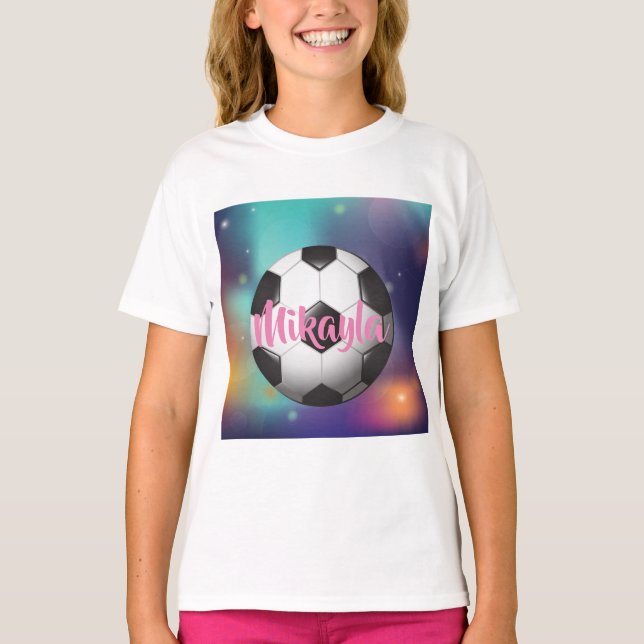 T-shirt Pièce en t personnalisée du football de filles (Devant)