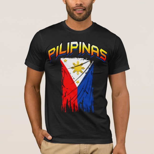 T-shirt pièce en t philippine de drapeau (pilipinas) (Devant)
