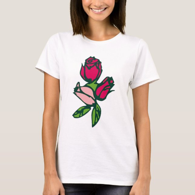 T-SHIRT PIÈCE EN T ROSE DE BOURGEONS (Devant)