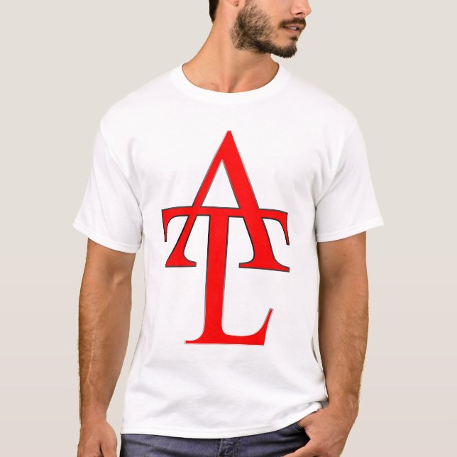 T-shirt Pièce en t rouge de blanc de logo d'ATL (Devant)