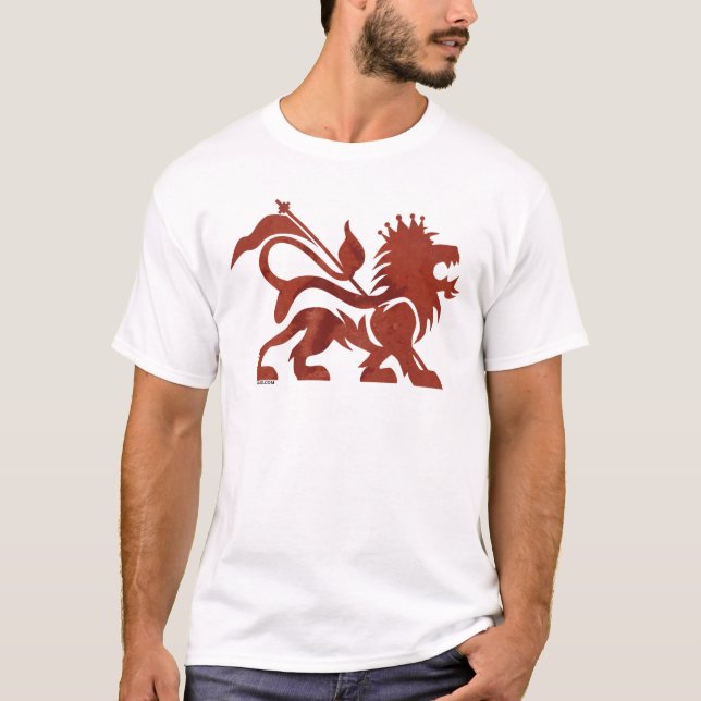 T-shirt Pièce en t rouge de lion de Ras par Skidone (Devant)