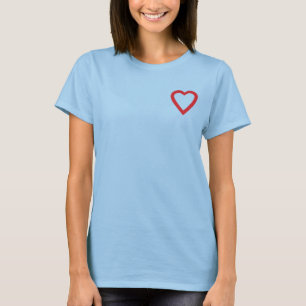 T-shirt Pièce en t rouge lumineuse douce mignonne de coeur