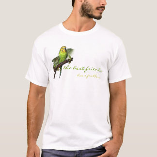 T-shirt Pièce en t verte d'art de perruche