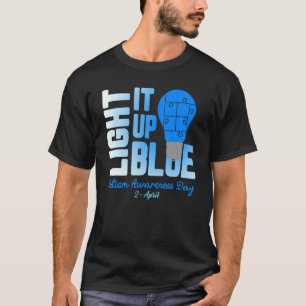 T-shirt Pièces de puzzle d'ampoule bleue allumée pour la s