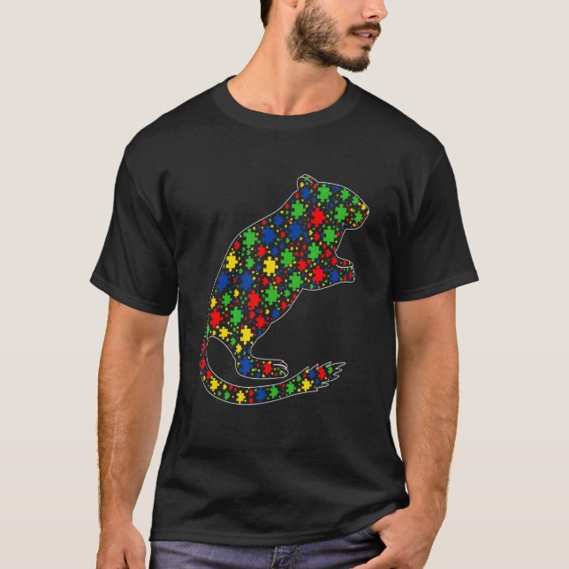 T-shirt Pièces de puzzle de gerbilles Sensibilisation à l' (Devant)
