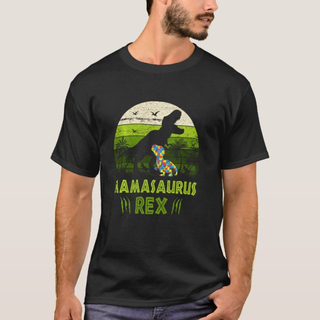 T-shirt Pièces de puzzle de Mamasaurus Rex Dinosaure Sensi (Devant)